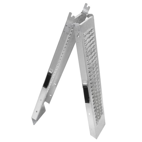 Ramps Foldable Loading Motorbike Motorcycle Folding Van Steel Trailer Heavy Duty ATV Portable Truck Track Day 200Kg Capacity Quad Bike Car Lawn Mower Scooter Non-Slip Silver| Free Ratchet Strap