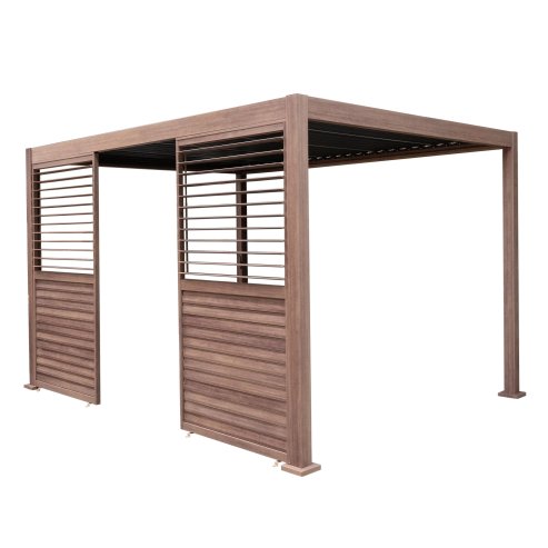 Wood Effect Aluminium Pergola Shutter Panel - 123cm Wide