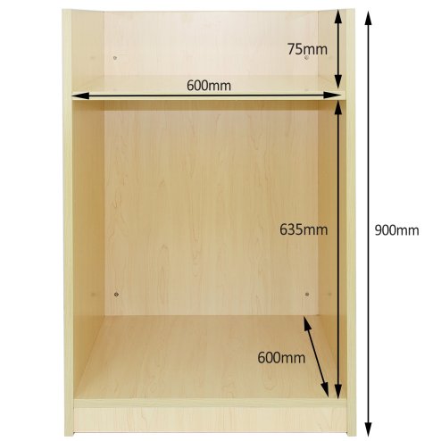 MonsterShop TB60 Reception Cash Till Desk, Maple, 60cm x 90cm x 60cm, Melamine MDF