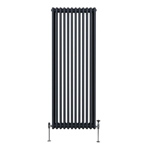 Traditional 3 Column Radiator 1800mm x 562mm Modern Central Heating Heater Matt Anthracite Grey Carbon Steel Vertical Wall Mounted Kitchen Living Room Bathroom Cleaning Brush Fixing Kit & Brackets