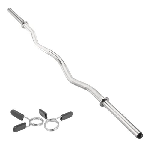 Body Revolution EZ Barbell Bar - 1.2m EZ Weight Lifting Bar for 1 Inch Standard Weights Plates - Barbell for Bench Press, Curls and Bodybuilding With Spinlock