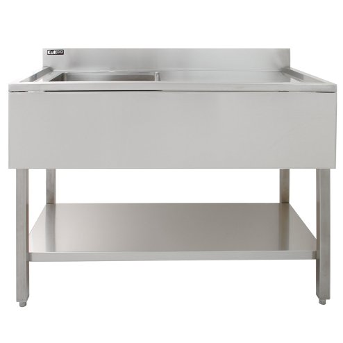 KuKoo Commercial Kitchen Catering Sink, Stainless Steel, Right Hand Drainer, 1.0 Bowl, 120cm Wide