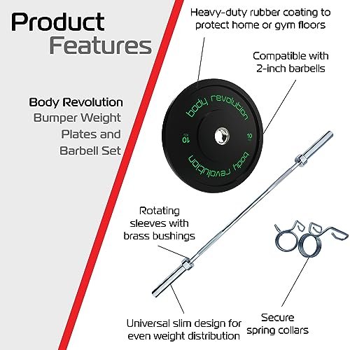 7ft Olympic Weightlifting Bar Bumper Weight Plate Sets 10kg Weight Set 5kg Pair