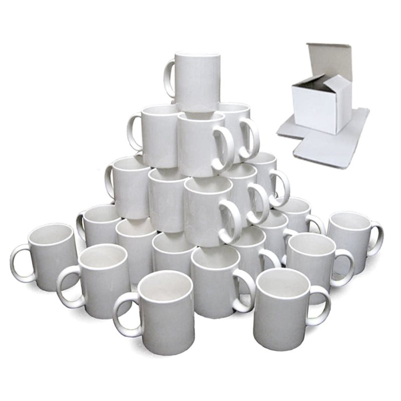 PixMax Mug Press Machine & 72x 11oz White Blank Sublimation Mugs For Heat Transfer Designs