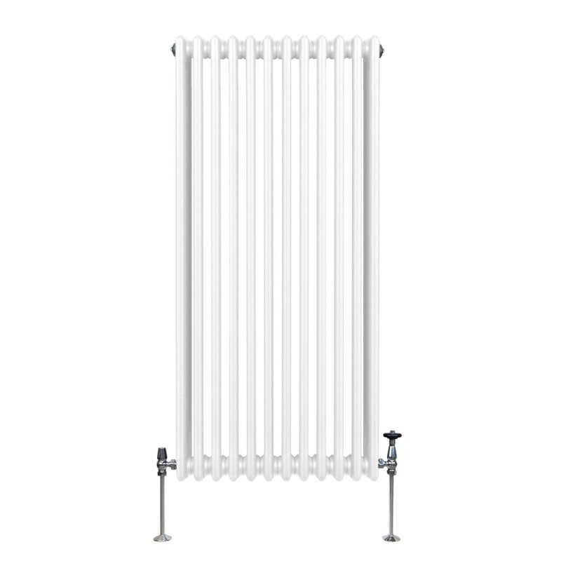Traditional 3 Column Radiator 1500mm x 562mm Modern Central Heating Heater Gloss White Carbon Steel Vertical Wall Mounted Kitchen Living Room Bathroom Cleaning Brush Fixing Kit & Brackets