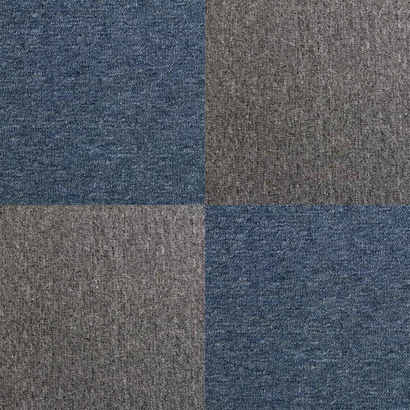 Carpet Tiles 40 x Storm Blue & Anthracite 10 Metres Squared Commercial Hard-Wearing Domestic Heavy Duty Industrial Premium Office Home Flooring 50cm x 50cm MonsterShop