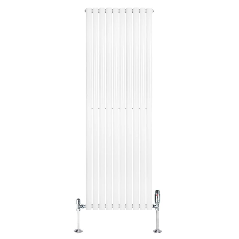 Oval Single Column Radiator & Valves - 1800mm x 600mm - White