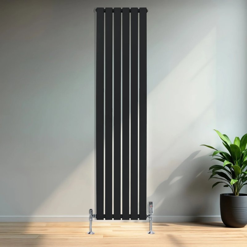 Flat Single Column Radiator - 1800 x 420mm - Black