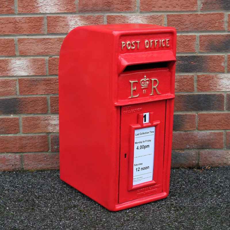 Royal Mail Post Box ER Cast Iron Wall Mounted Wedding Authentic Pillar Replica Lockable Post Office Letter Box Red