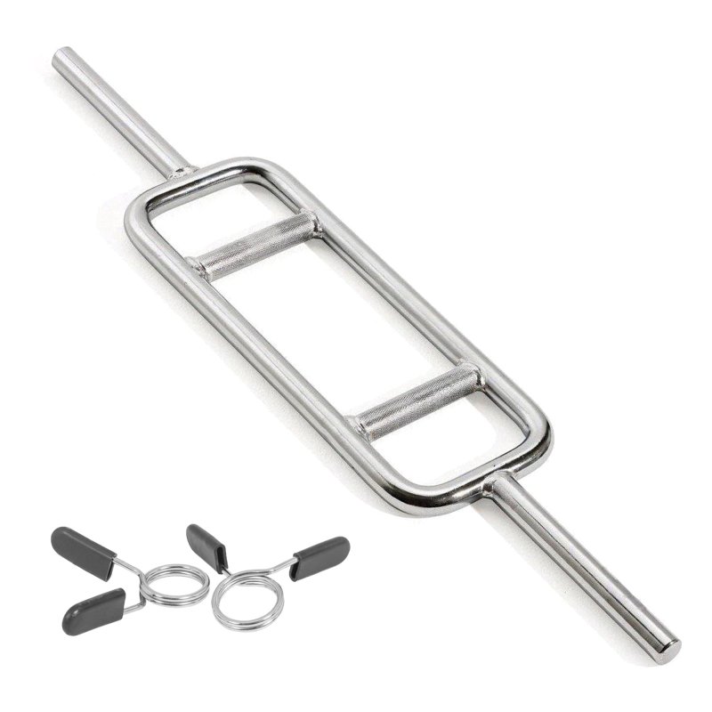 Hammer Curl Barbell Bar - 1" Standard Heavy-Duty Chrome Steel, 120KG Capacity, Knurled Grip