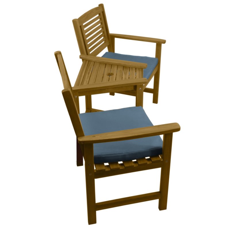 Wooden Companion Love Seat Garden Chairs 2 Tier Table Parasol Hole Corner Bench Bistro Set Twin 2 Seater Jack & Jill Outdoor Patio Furniture 320kg Total Capacity Solid Acacia Hardwood 2 FREE Cushions