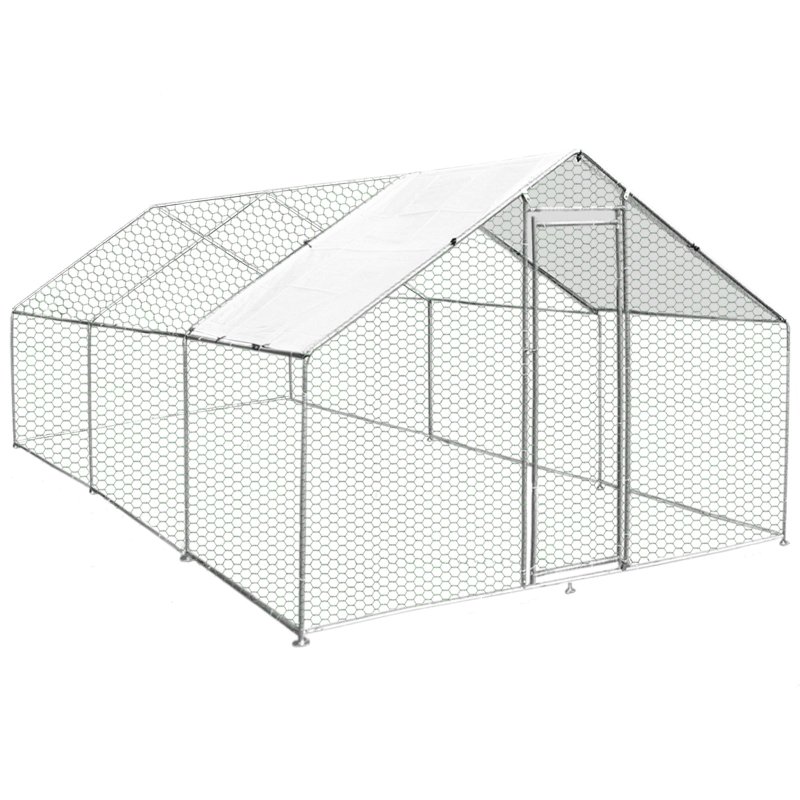 Walk In Chicken Run Cage Coop 4m x 6m x 2m Dog Pen House Kennel Large Metal Enclosure Rabbits Ducks Poultry Roof Cover Shelter Sunshade Pets Outdoor Backyard Farm Animal
