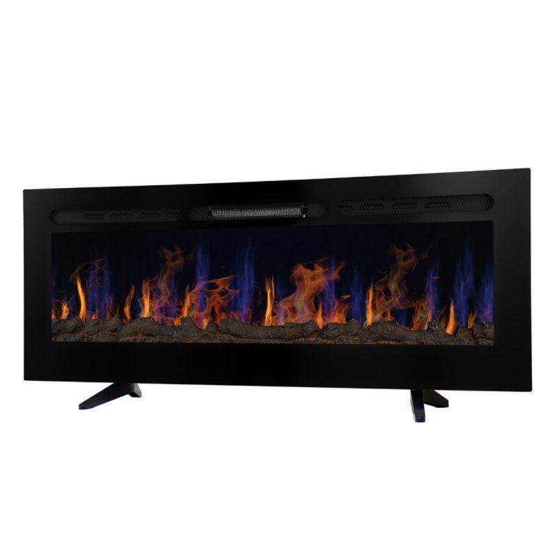 Electric Wall Mounted Inset LED Black Fireplace Free Standing 50" 950W 1850W 12 Colours Timer Remote Adjustable Brightness Pebbles Clear Crystals Log Effect 3D Flame 15 – 35 Degrees C Fixing Kit