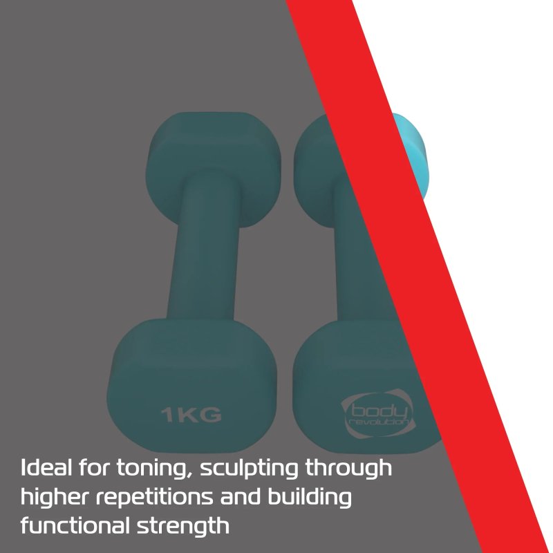 2 x 1KG Neoprene dumbbells