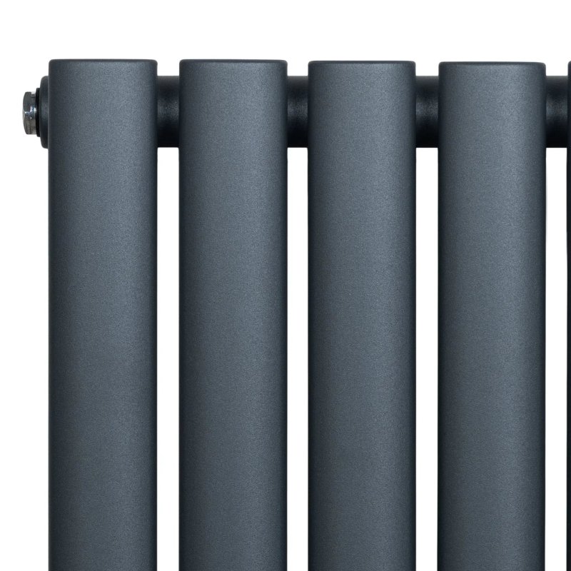 Oval Single Column Radiator - 600 x 1440mm - Anthracite Grey
