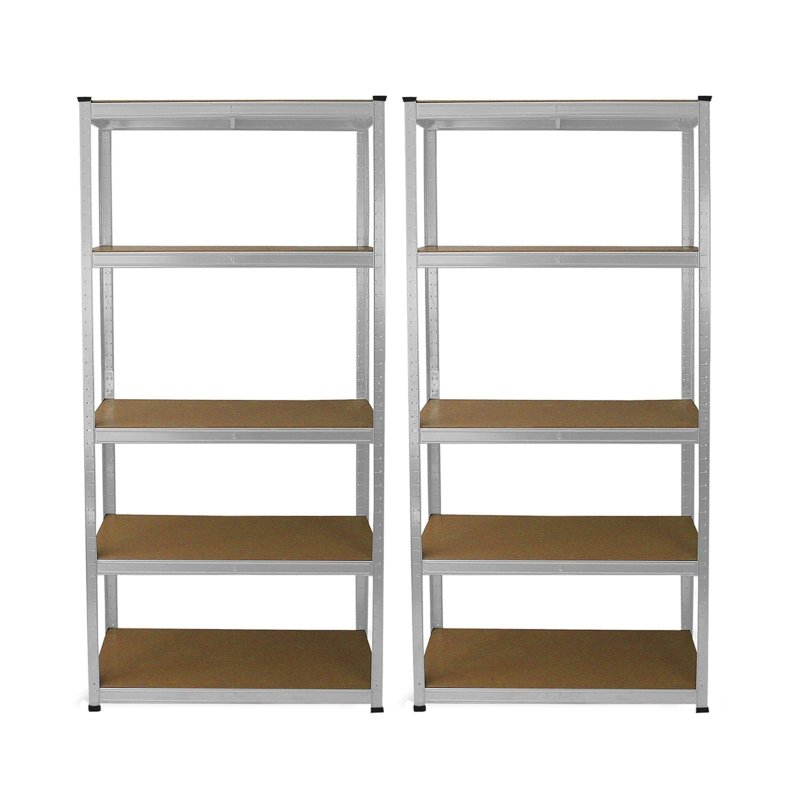 2 Garage Shelving Units 5 Tier Racking Storage Warehouse Bays Industrial Heavy Duty Boltless Steel Shelves