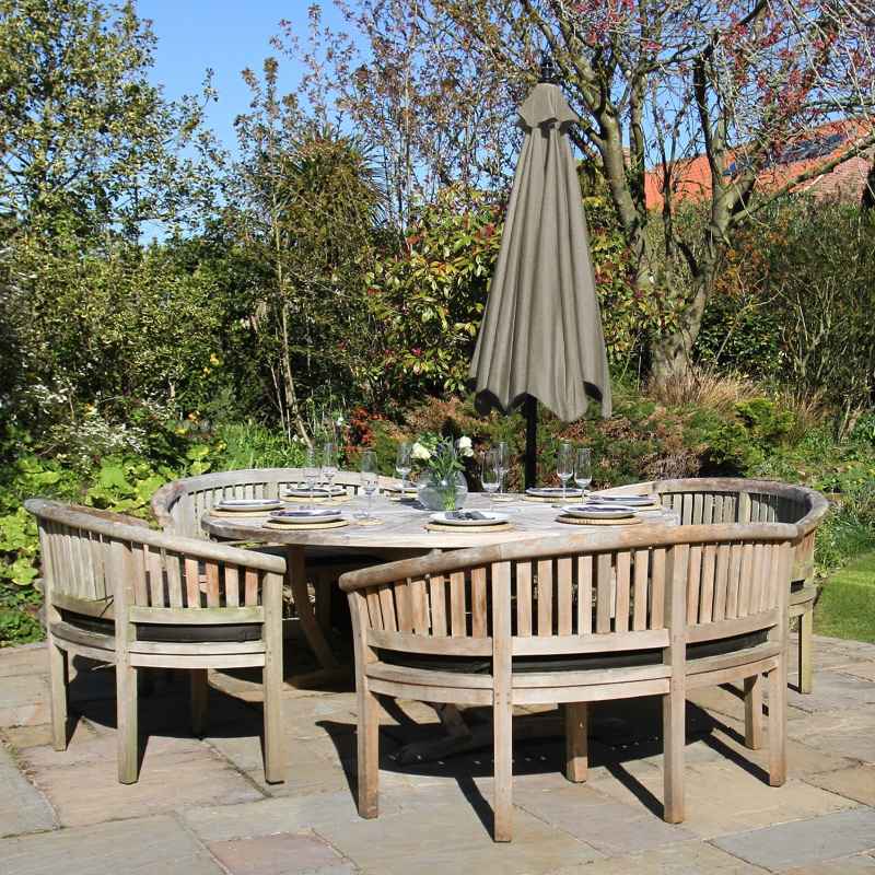 3m Cantilever Garden Parasol Banana Hanging Umbrella Winding Crank Shade Patio Outdoor Sun Shade Tilt UV Protection | Beige Square Base