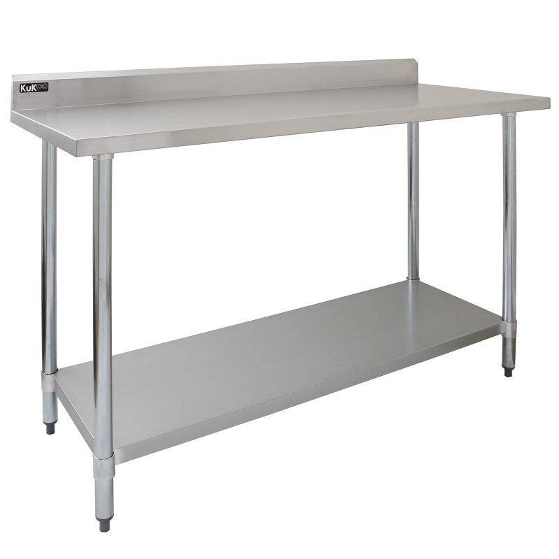 KuKoo 5ft Food Preparation Kitchen Catering Table, Stainless Steel, 250kg Capacity