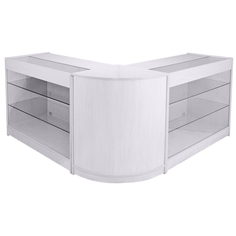 MonsterShop Capricorn Shop Counter Cabinets & Retail Display Glass Showcase Set, Brilliant White Melamine MDF