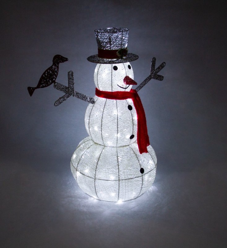 89 cm Light Up Snowman Outdoor 100 Cool White LED 6h/18h timer 12m clear cable