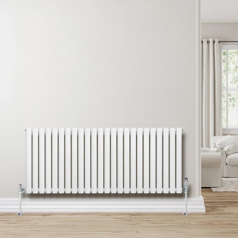 Oval Single Column Radiator & Valves - 600mm x 1440mm - White