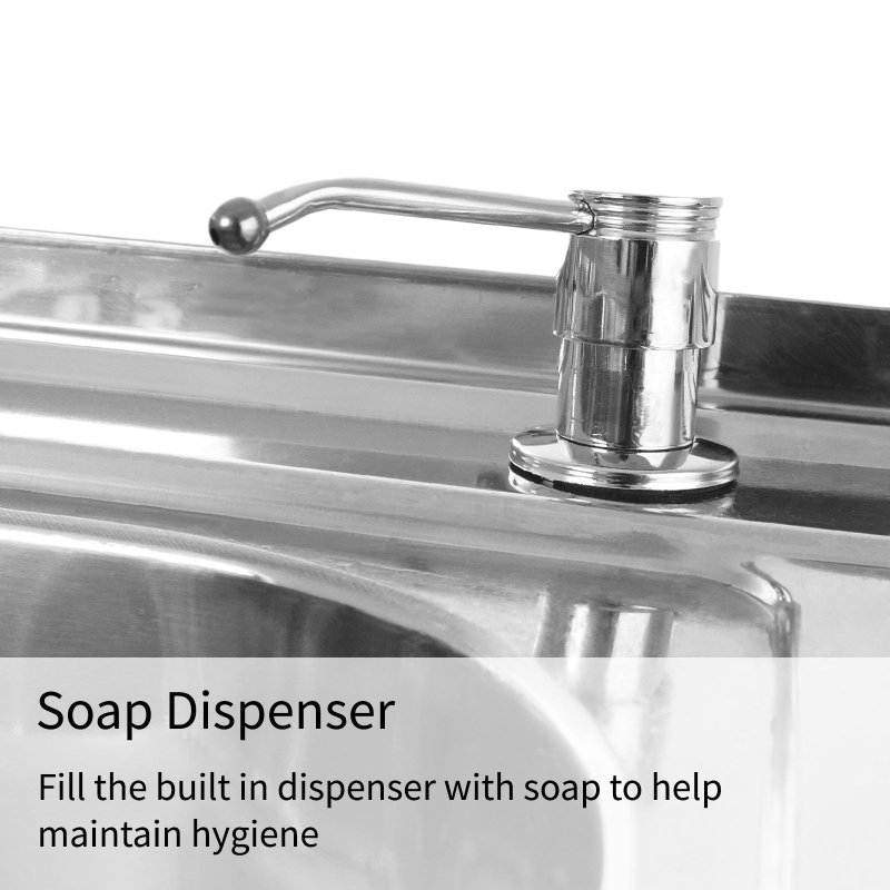 Catering Sink Stainless Steel Kitchen Commercial Restaurant Double Bowl Storage Shelf Unit & Tap  / Left Hand Drainer