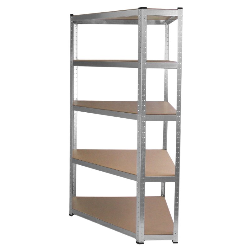 Corner Racking Garage Galvanised Shelving / 900mm x 300mm x 1800mm Racks Storage Unit / 5 Shelves MDF & Galvanised Steel