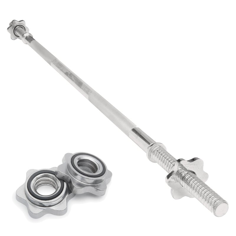 Body Revolution Barbell Bar - 1.2m Weight Lifting Bar for 1 Inch Standard Weights Plates - Barbell for Bench Press, Curls, Deadlift and Powerlifting  (1.2m Spinlock Collar)