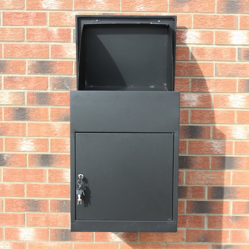 Parcel Post Box Lockable Wall Mounted Secure Large Outdoor Letter Smart Mail Drop Box Weatherproof Galvanised Steel | 5 Keys | 580 x 460 x 360mm