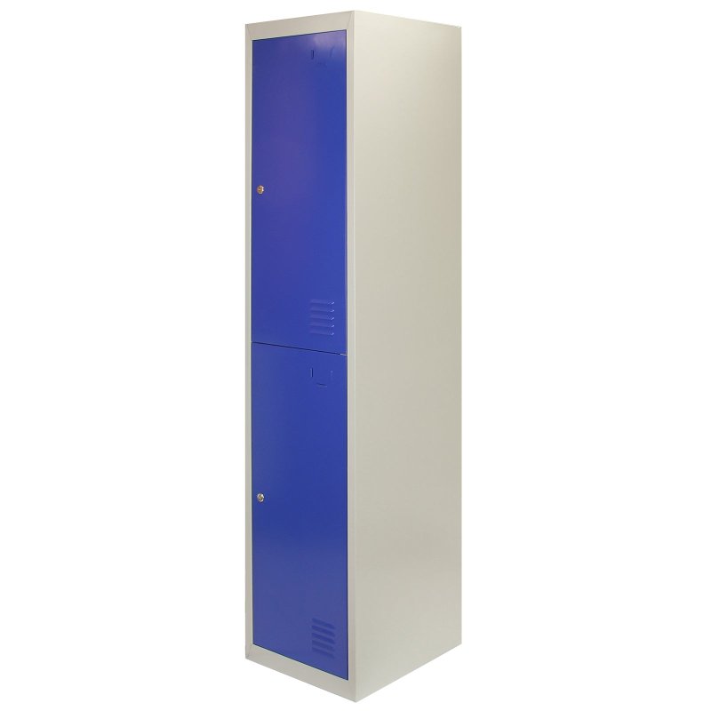 MonsterShop 3 x Blue 2 Door Metal Storage Lockers, Red & Grey Steel Lockable Unit, Staff Gym School Changing Room