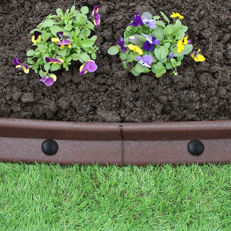 Flexible Lawn Edging Garden Border Grass Pathways Path Edge Vegetable Plot Flowerbed Raised Borders Rubber Artificial Grass Brown | Pack of 8 x 1.2m