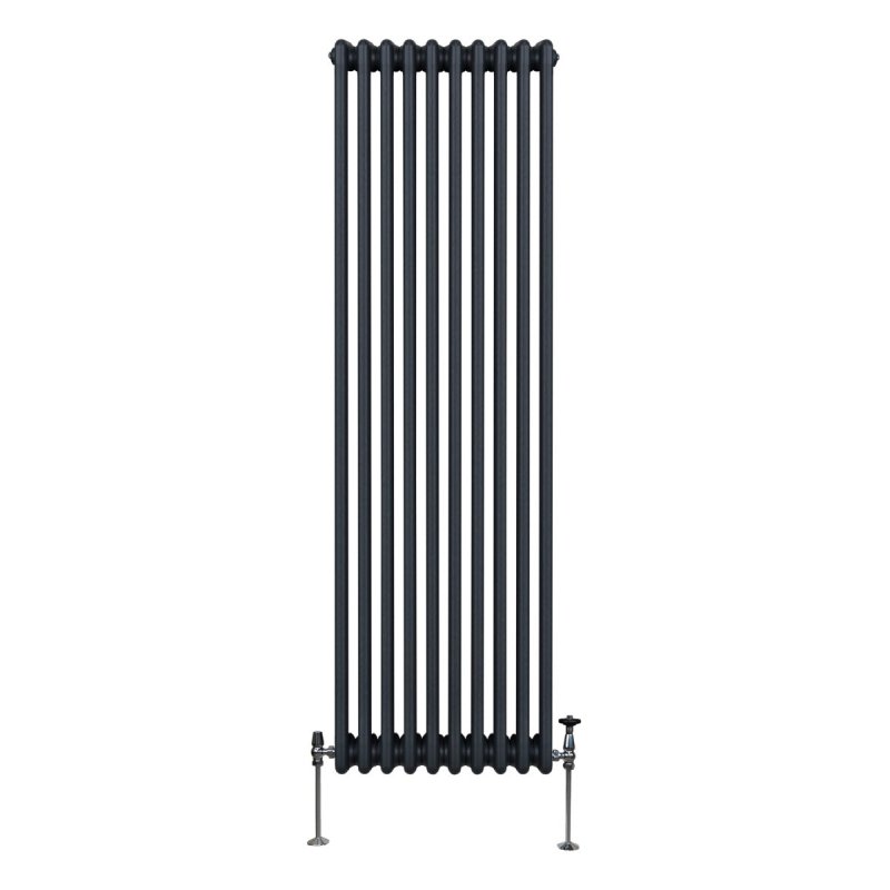 Traditional 3 Column Radiator 1800mm x 472mm Modern Central Heating Heater Matt Anthracite Grey Carbon Steel Vertical Wall Mounted Kitchen Living Room Bathroom Cleaning Brush Fixing Kit & Brackets