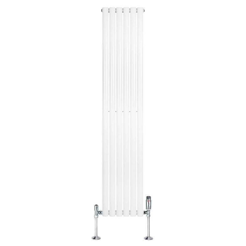 Oval Single Column Radiator & Valves - 1800mm x 360mm - White