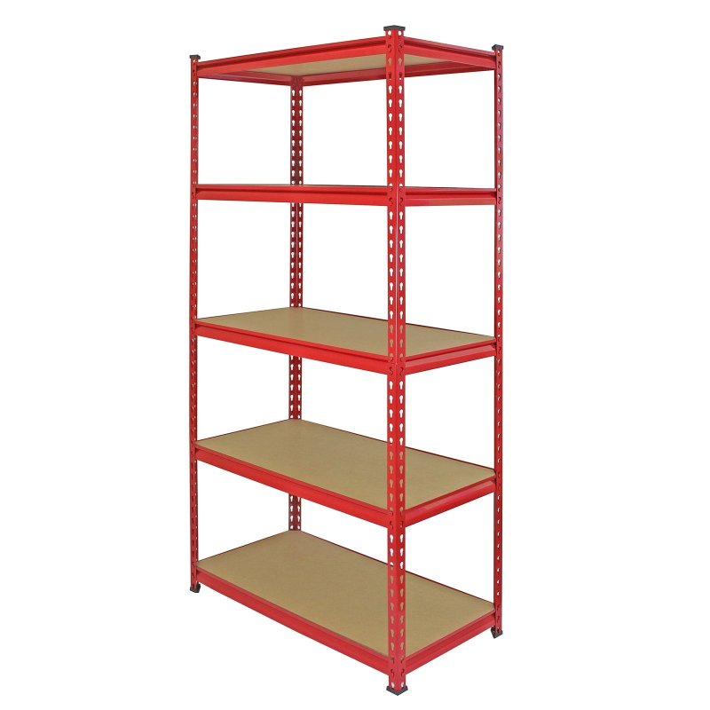 5 Monster Racking Z-Rax Warehouse Storage Garage Shelving Unit, 360kg/shelf, Red, 90 x 183 x 45cm