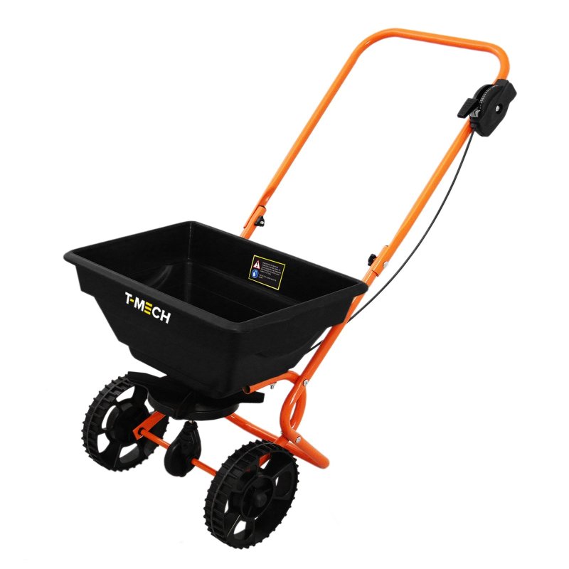 Lawn Leveller & Rotary Spreader Gritter Fertiliser Garden Levelling Rake Lute 50cm x 32cm Orange Removable Extendable Handle Easy Grip Salt Grit Sand Seed Rain Cover & Gloves
