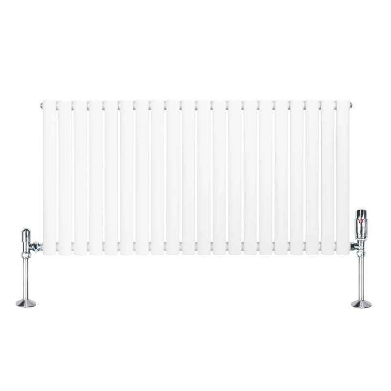 Oval Single Column Radiator & Valves - 600mm x 1200mm - White