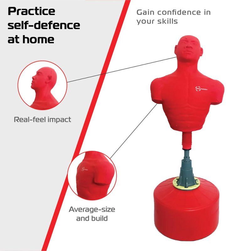 Free Standing Boxing Dummy Large Size Red 175cm Martial Arts Kick Boxing Training Body Revolution Indoor Outdoor Realistic MMA Opponent Partner Punch BOB Targeted Striking Mannequin Portable Gym Use
