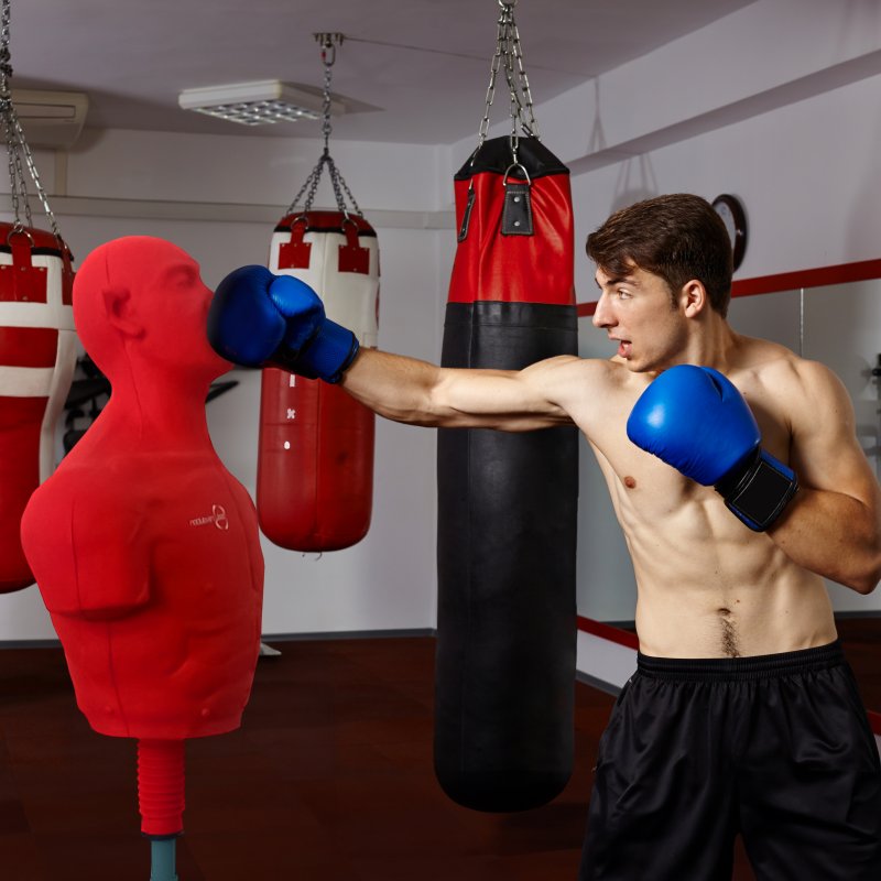Free Standing Boxing Dummy Large Size Red 175cm Martial Arts Kick Boxing Training Body Revolution Indoor Outdoor Realistic MMA Opponent Partner Punch BOB Targeted Striking Mannequin Portable Gym Use