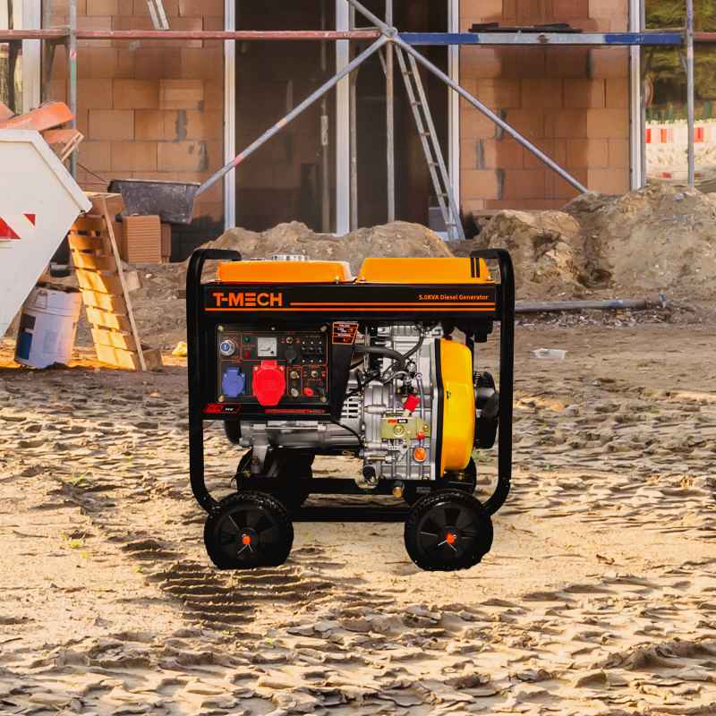 Portable Diesel Generator Open Frame ATS Electric Start 5kVA Three Phase 10HP 6.3kW 230 / 400V Emergency Power AC DC Output Powder Coated Steel 12.5L Fuel Capacity 77dB 4 x 8