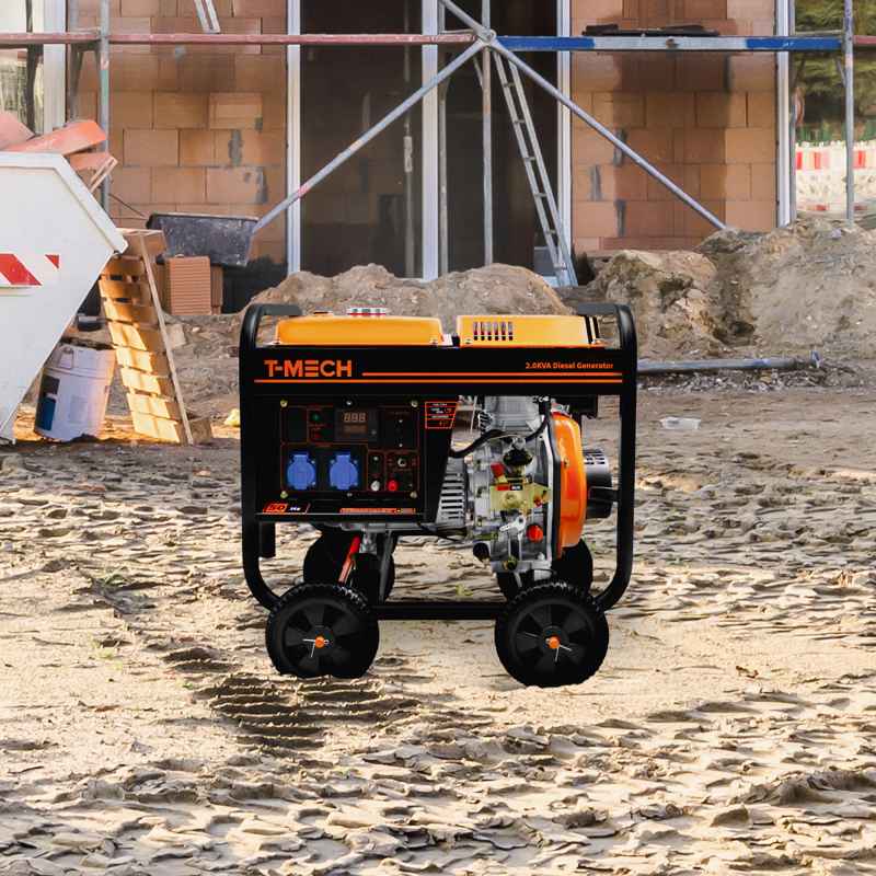 Portable Diesel Generator Open Frame 2kVA 230V 6HP 3.8kW 5 In 1 Digital Display Single Phase Manual Start Emergency Power AC DC Output Powder Coated Steel 12.5L Fuel Capacity Wheels Tool Kit & Funnel