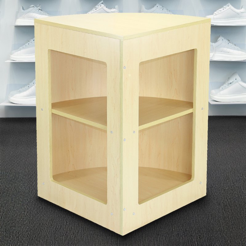 MonsterShop CM60 Corner Shop Counter Retail Showcase Display Cabinet, Maple, 120 x 90 x 60cm