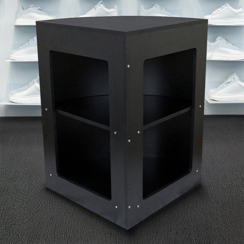 MonsterShop CM60 Corner Shop Counter Retail Showcase Display Cabinet, Black, 120 x 90 x 60cm