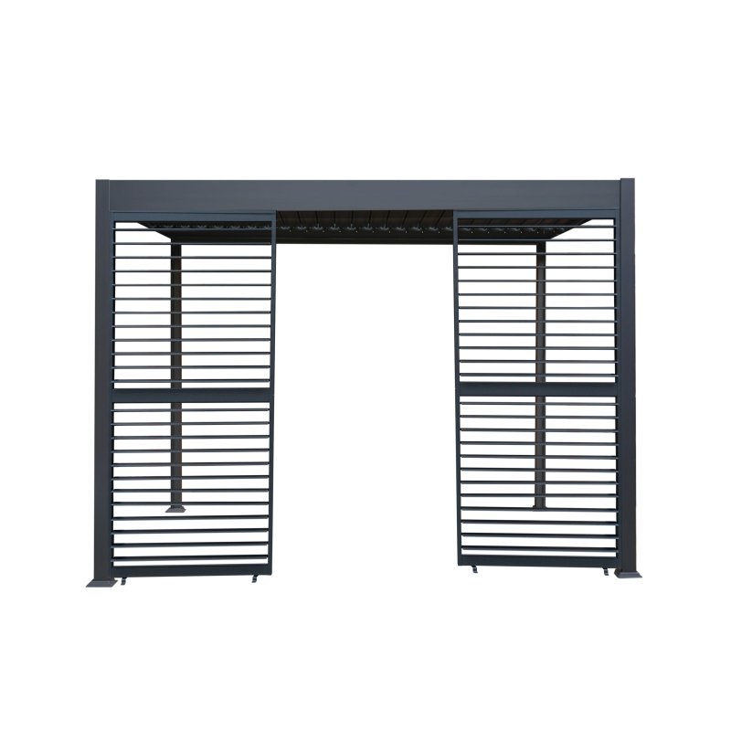Anthracite Aluminium Pergola With 2 x Shutter Panels - 3m x 3m