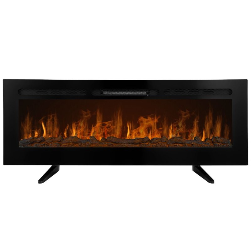 Electric Wall Mounted Inset LED Black Fireplace Free Standing 60" 950W 1850W 12 Colours Timer Remote Adjustable Brightness Pebbles Clear Crystals Log Effect 3D Flame 15 – 35 Degrees C Fixing Kit