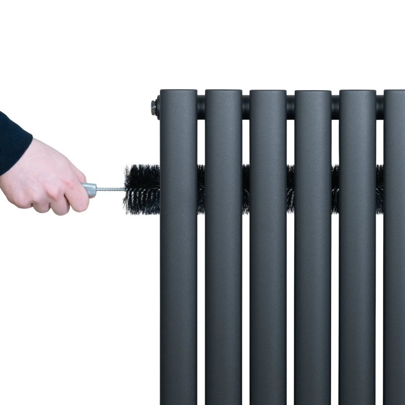 Oval Single Column Radiator - 1600 x 600mm - Anthracite Grey
