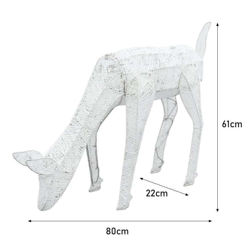 White Light Up Reindeer Doe Christmas Decoration 120 Cool LEDs Figure Ornament Indoor Or Outdoor Use Glitter Large