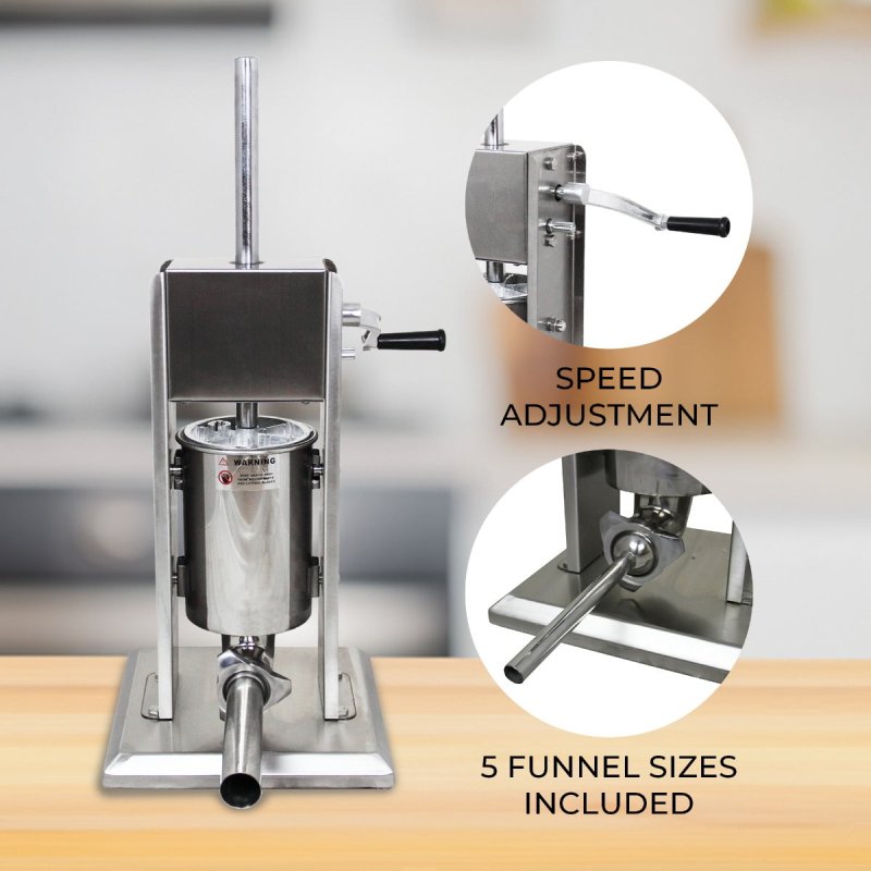 Sausage Stuffer Kit Filler 7L Maker 304 Stainless Steel Heavy Duty Commercial Meat Machine Vertical Manual 2 Speeds