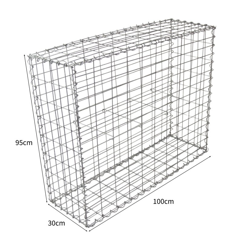 Gabion Baskets Galvanised Steel Cages Stone Mesh Wire Outdoor Basket Spiral Retaining Wall Planter Garden / 100 x 95 x 30cm / 2 Pack