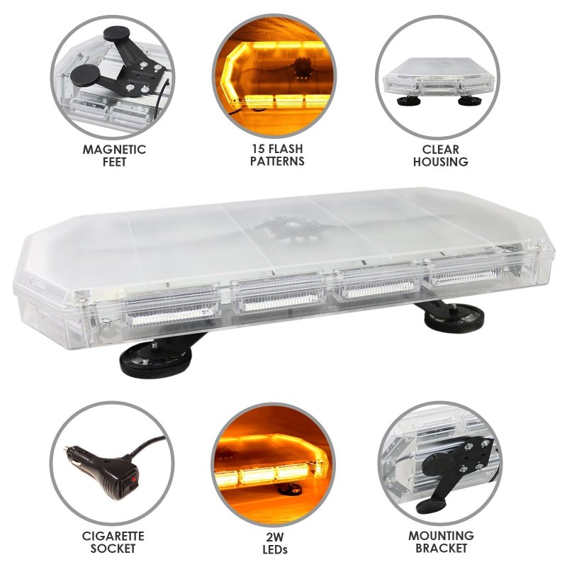 600mm Amber Recovery Light Bar LED Safety Hazard Beacon Lightbar Strobe Car Van Warning Flashing Emergency Waterproof Magnetic Truck Motorway Maintenance Breakdown Vehicles