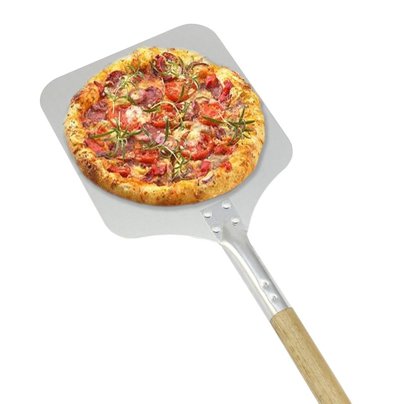 Pizza Peel Oven Shovel / 9" Bakers Paddle Metal Spade / 83cm L x 22cm W / Aluminium & Wooden Handle